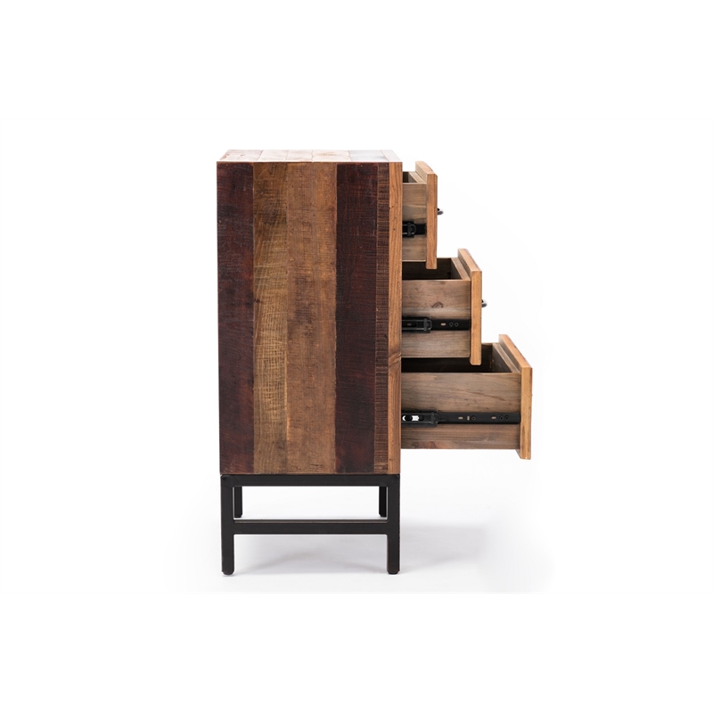Bowery Hill Oak Wood 3 Drawer Nightstand - Natural Oak Finish