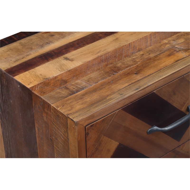 Bowery Hill Oak Wood 3 Drawer Nightstand - Natural Oak Finish