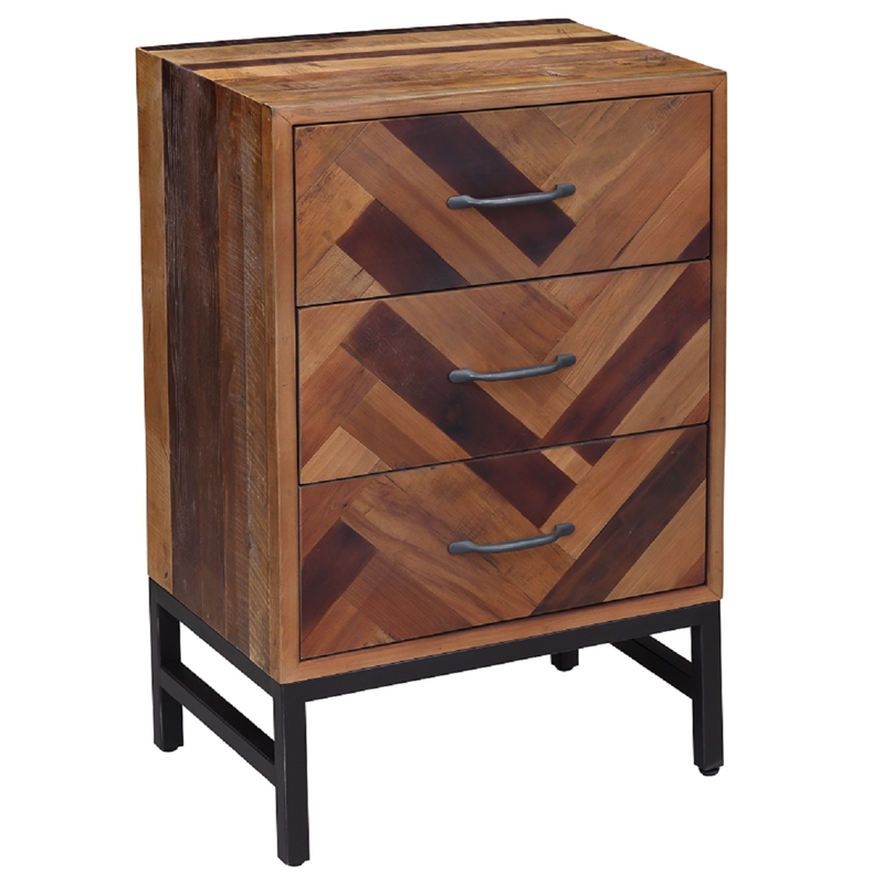 Bowery Hill Oak Wood 3 Drawer Nightstand - Natural Oak Finish
