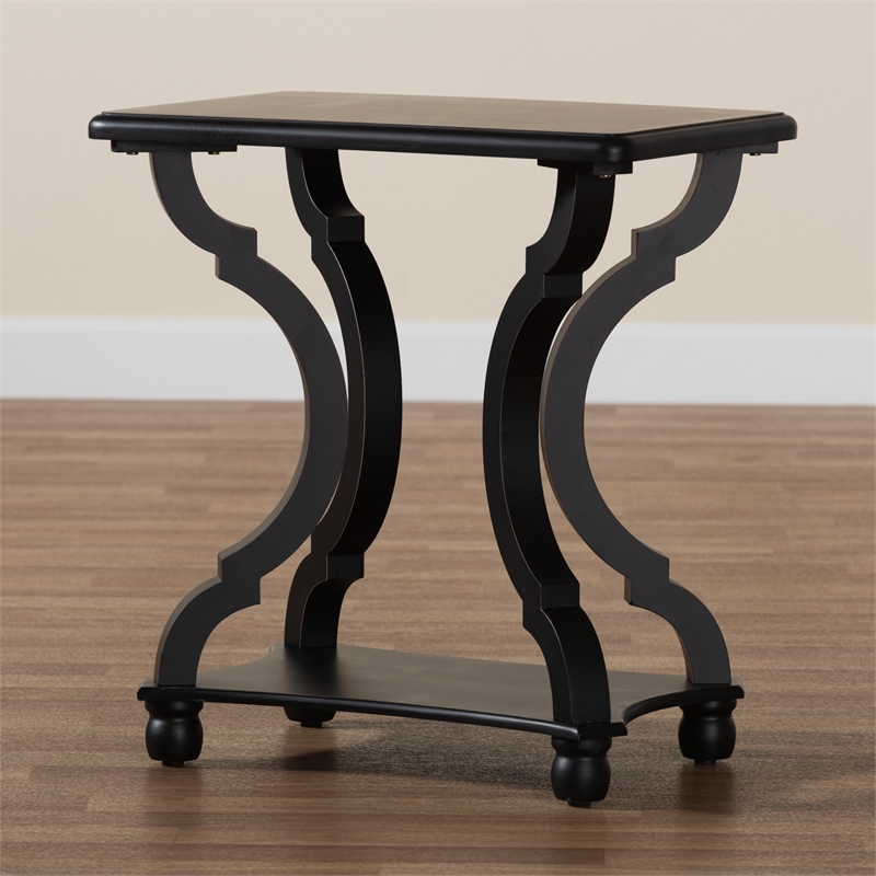 Bowery Hill Classic and Traditional Wood End Table in Black Finish
