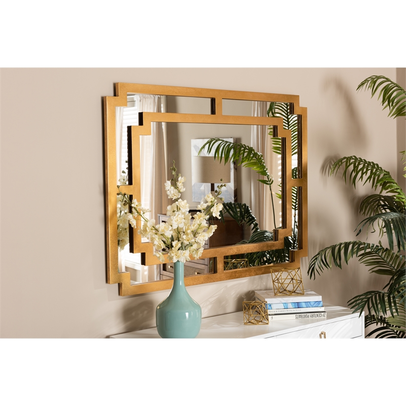 Bowery Hill Modern Antique Gold Finished Wood Accent Wall Mirror