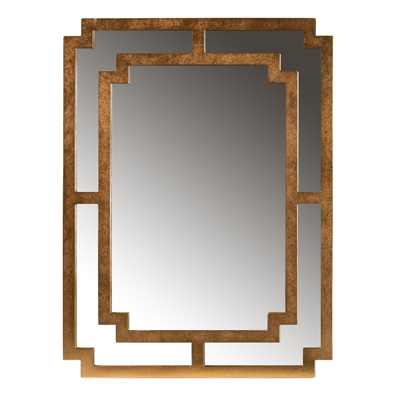 Bowery Hill Modern Antique Gold Finished Wood Accent Wall Mirror
