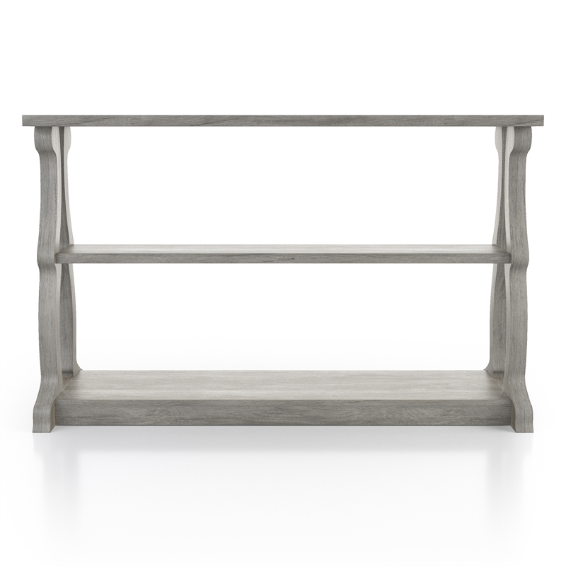 Bowery Hill Modern Wood 2-Shelf Console Table in Vintage Gray Oak
