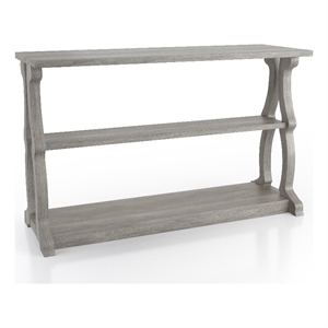 Bowery Hill Modern Wood 2-Shelf Console Table in Vintage Gray Oak