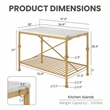 Bowery Hill Modern Marble Top Kitchen Island in Gold and White