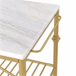 Bowery Hill Modern Marble Top Kitchen Island in Gold and White