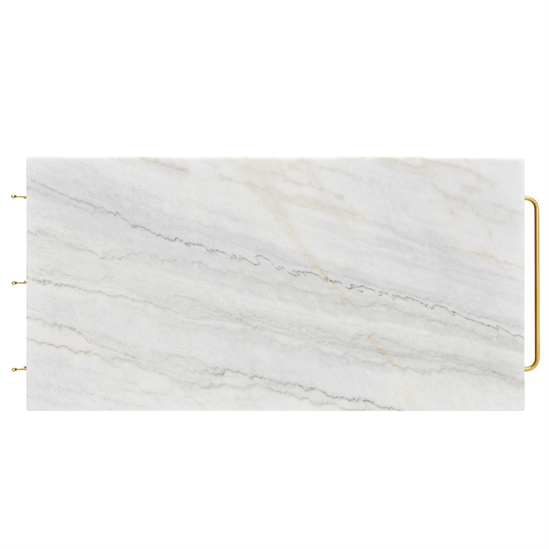 Bowery Hill Modern Marble Top Kitchen Island in Gold and White