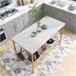 Bowery Hill Modern Marble Top Kitchen Island in Gold and White