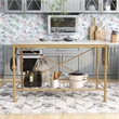 Bowery Hill Modern Marble Top Kitchen Island in Gold and White