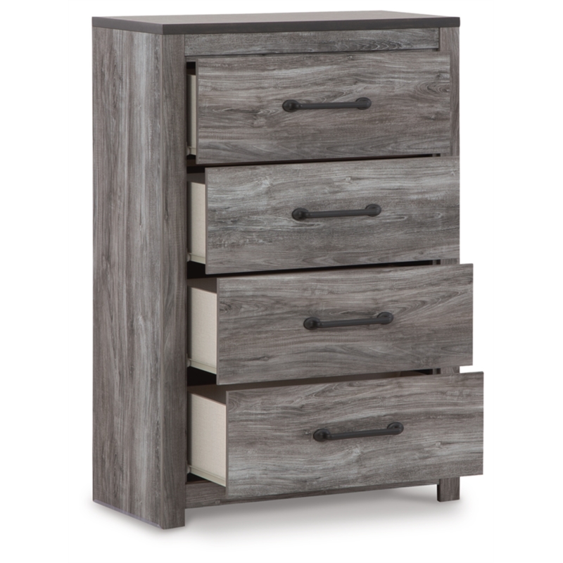 Bowery Hill Contemporary 4-Drawer Wood Chest in Rustic Charcoal