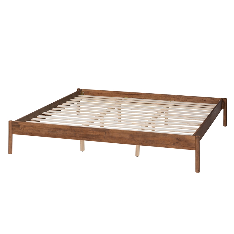Bowery Hill Modern Ash Walnut Finished Wood Queen Size Bed Frame