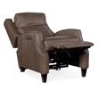 Bowery Hill Leather Wood Power Recliner with Power Headrest in Gray