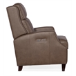 Bowery Hill Leather Wood Power Recliner with Power Headrest in Gray