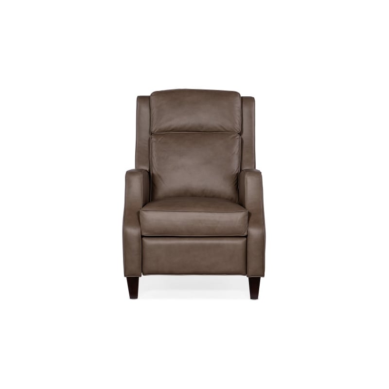Bowery Hill Leather Wood Power Recliner with Power Headrest in Gray