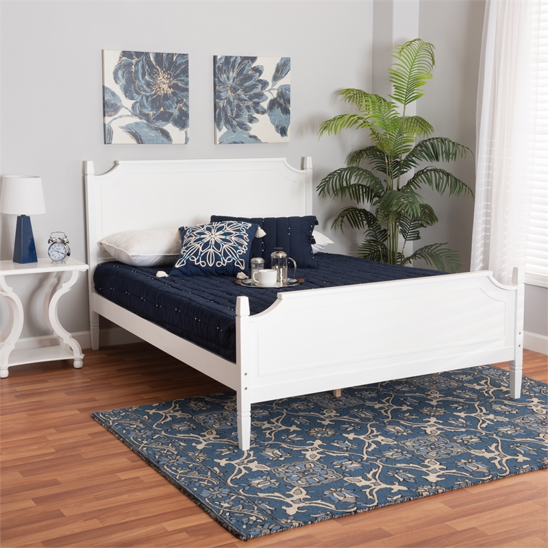 Bowery Hill Modern White Finished Wood Queen Size Platform Bed