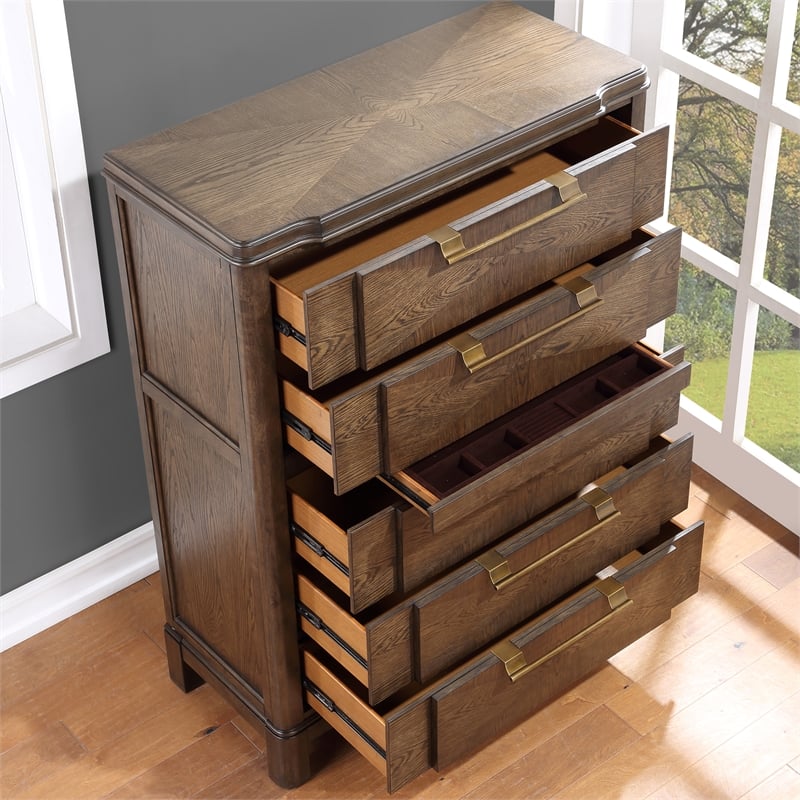 Bowery Hill Modern / Contemporary Walnut Brown Wood 5-drawer Chest
