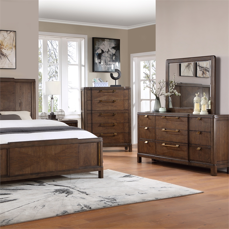 Bowery Hill Modern / Contemporary Walnut Brown Wood 5-drawer Chest