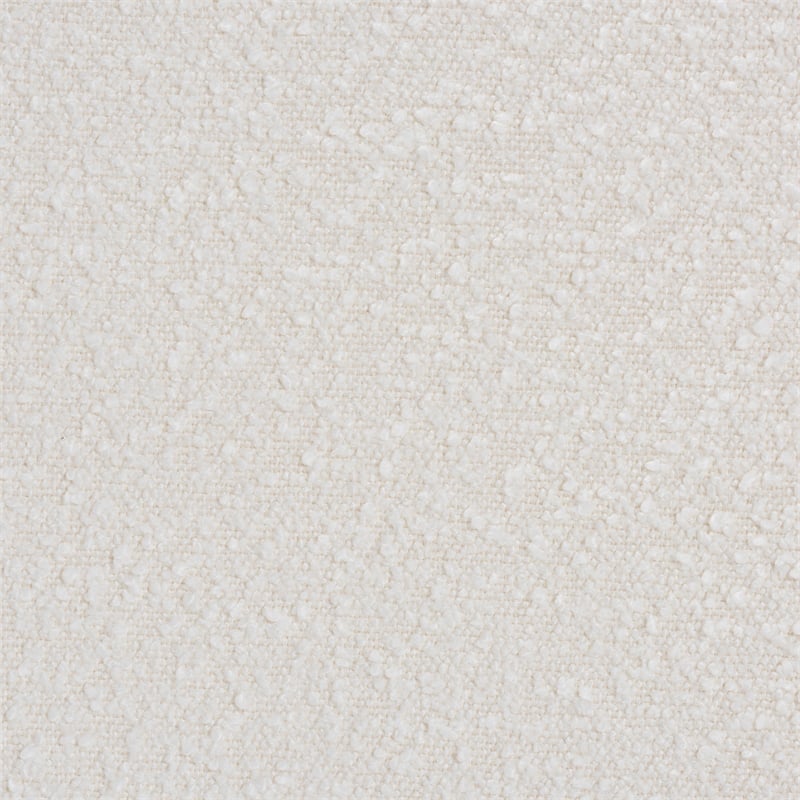 Bowery Hill White Boucle Upholstered and Brown Wood Ottoman Footstool