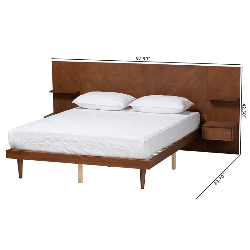 Bowery Hill Ash Wood Queen Platform Storage Bed with Nightstands