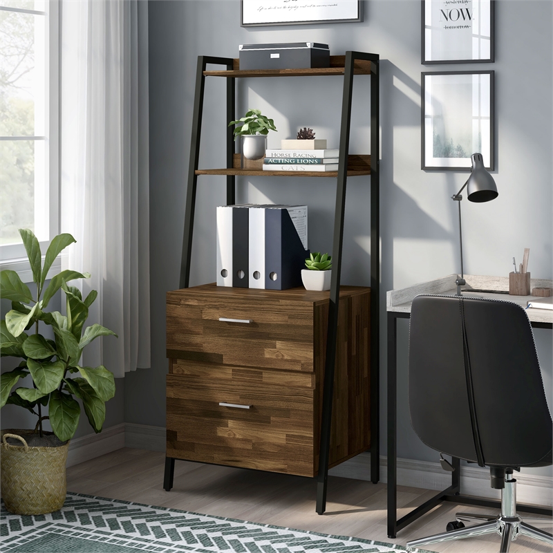 Bowery Hill Wood 1-Drawer File Cabinet in Light Brown Hickory