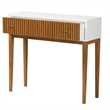 Bowery Hill Two-Tone Brown and White Bayur Wood 1-Drawer Console Table