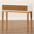 Bowery Hill Two-Tone Brown and White Bayur Wood 1-Drawer Console Table