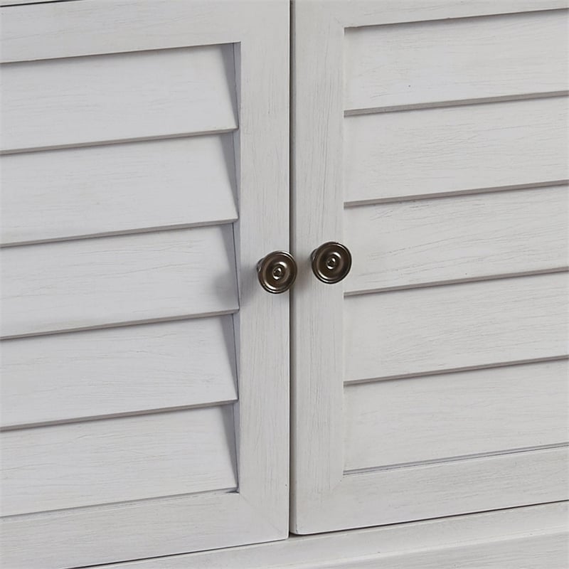 Bowery Hill White Finished Wood 2-Door Cabinet Style Coastal Nightstand