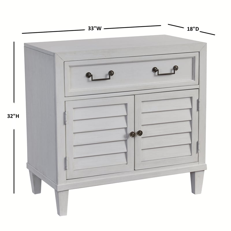 Bowery Hill White Finished Wood 2-Door Cabinet Style Coastal Nightstand