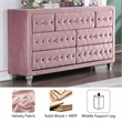 Bowery Hill Velvet Pink 7-Drawer Dresser Horizontal Glam Assembled