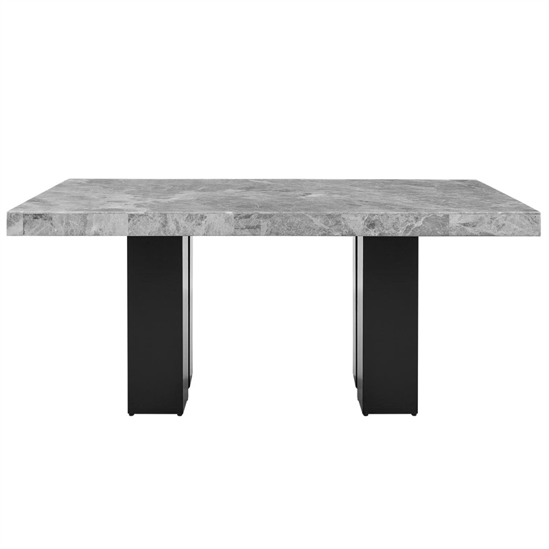 Bowery Hill Contemporary Rectangle Gray Marble Top Dining Table