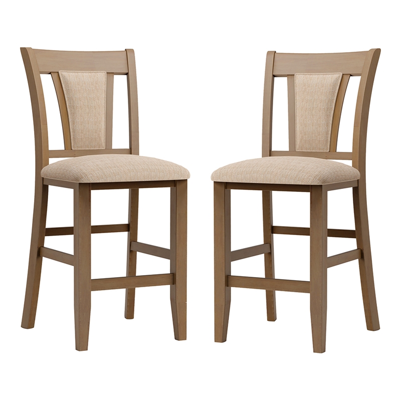 Bowery Hill Contemporary Wood Counter Stool in Natural (Set of 2)