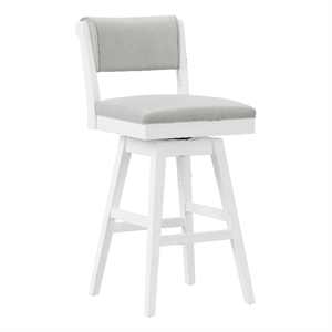 Bowery Hill Wood and Upholstered Bar Height Swivel Stool White