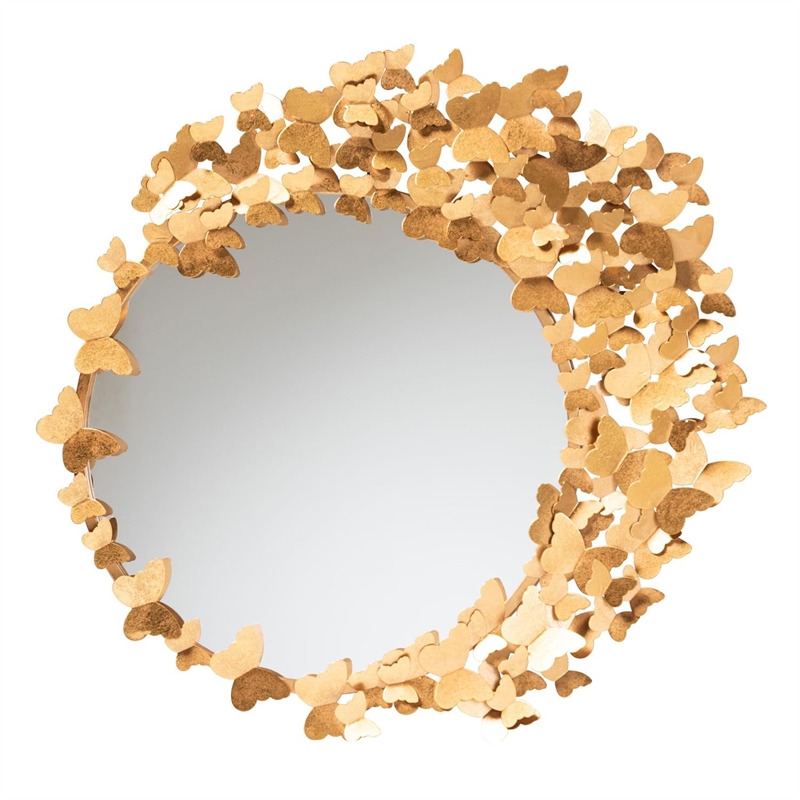 Bowery Hill Antique Goldleaf Metal Butterfly Accent Wall Mirror