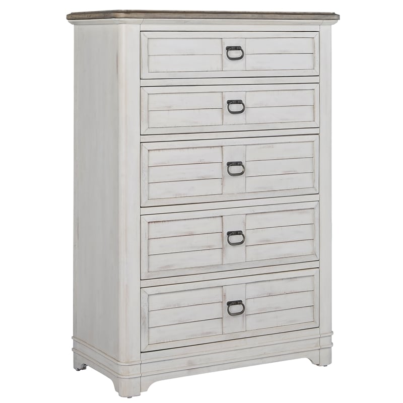 Bowery Hill White-Washed Wood Farmhouse Style 5-drawer Chest