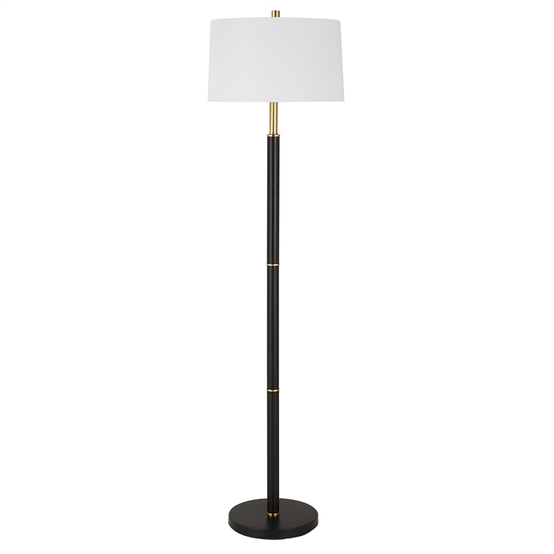 Bowery Hill 1-Light Contemporary Metal Floor Lamp in Black/Gold