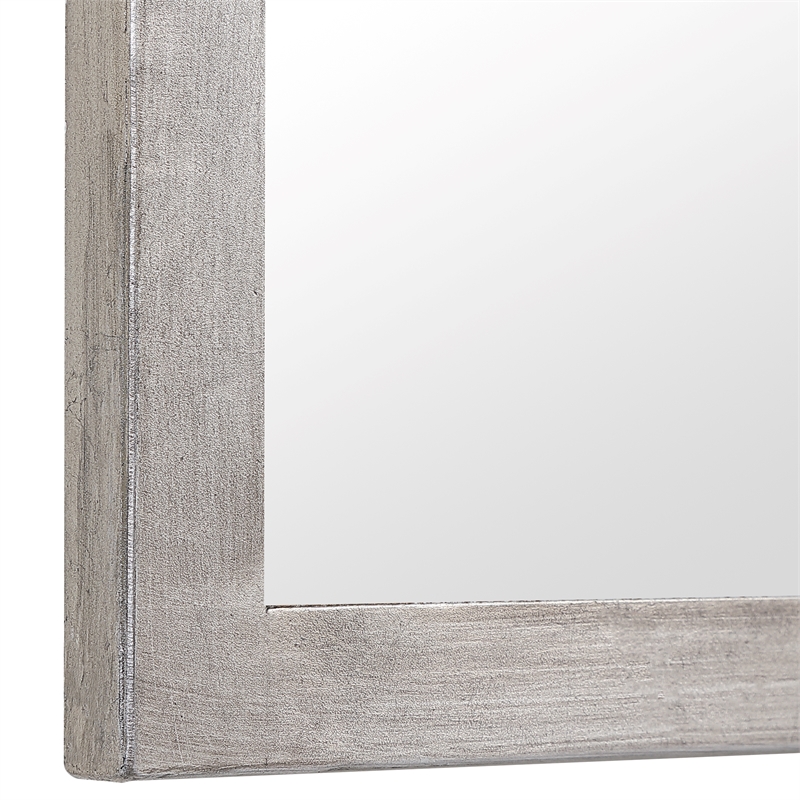 Bowery Hill Contemporary Iron Metal and MDF Mirror in Silver Finish