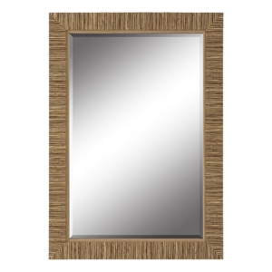Bowery Hill 35x25&quot Coastal PS Moulding & MDF Wood Mirror in Brown