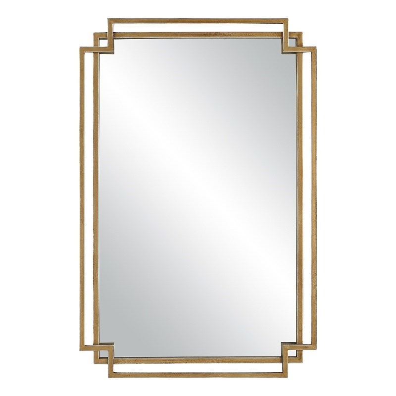 Bowery Hill Traditional Metal Mirror with Subtle Silver Highlights in Gold