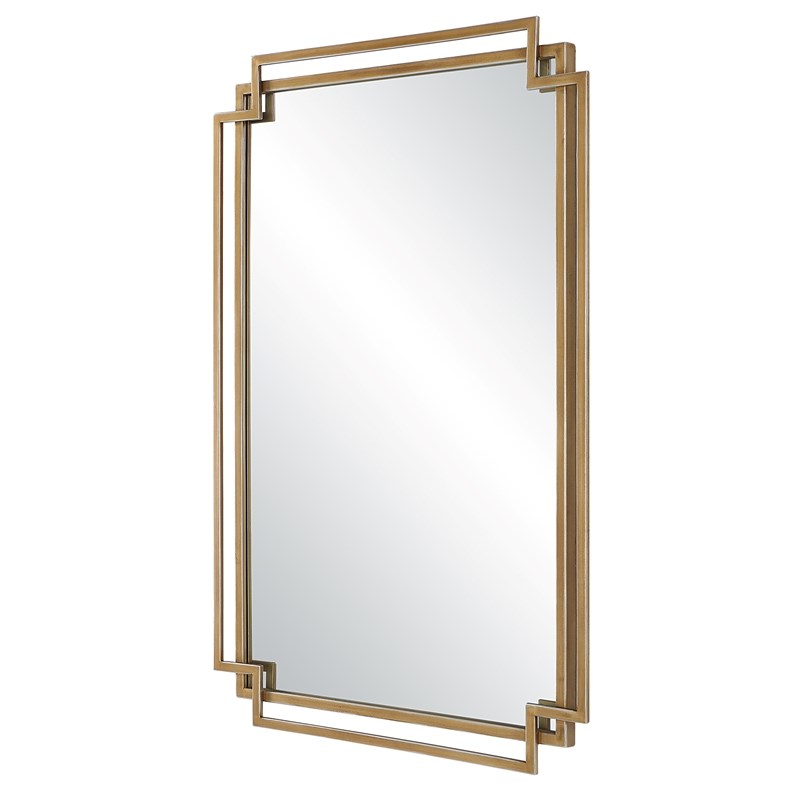 Bowery Hill Traditional Metal Mirror with Subtle Silver Highlights in Gold