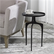 Bowery Hill Contemporary Aluminum Accent Table with Round Top in Dark Brown