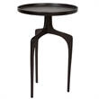 Bowery Hill Contemporary Aluminum Accent Table with Round Top in Dark Brown