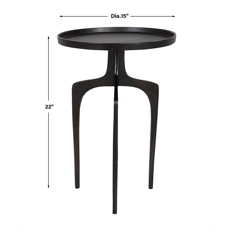 Bowery Hill Contemporary Aluminum Accent Table with Round Top in Dark Brown