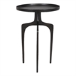Bowery Hill Contemporary Aluminum Accent Table with Round Top in Dark Brown