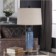 Bowery Hill Ceramic Blue Table Lamp Round 29.75