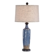 Bowery Hill Ceramic Blue Table Lamp Round 29.75