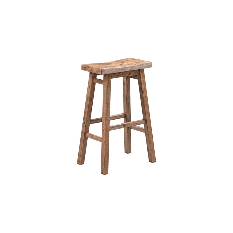 Bowery Hill Backless Saddle Bar Height Stools - Barnwood Wire-Brush - Set of 2