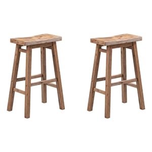 Bowery Hill Backless Saddle Bar Height Stools - Barnwood Wire-Brush - Set of 2