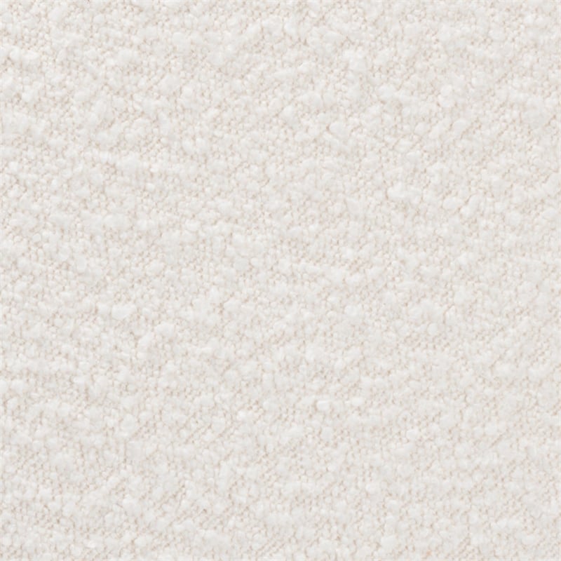 Bowery Hill Cream Boucle Fabric and Walnut Brown Wood Ottoman Footstool