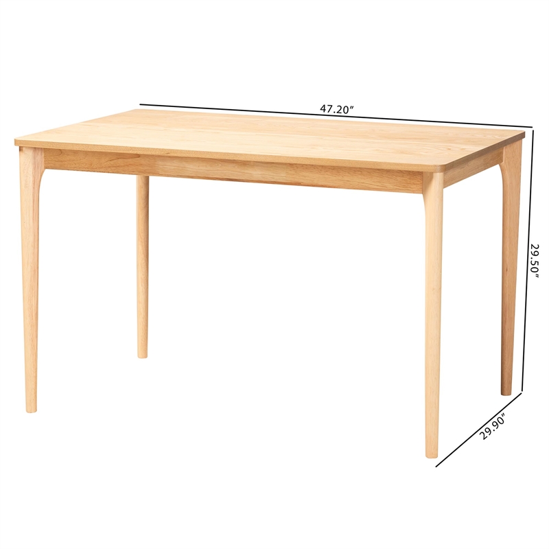 Bowery Hill Mid-Century Modern Natural Oak Finished Wood Dining Table