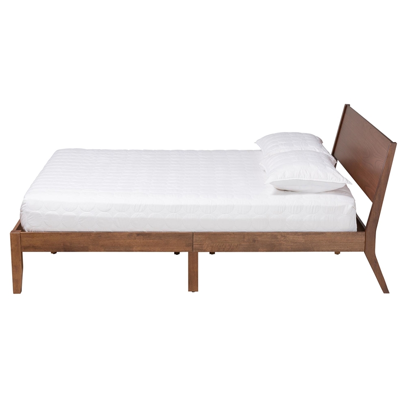 Bowery Hill Modern Wood Queen Size Platform Bed in Walnut Brown